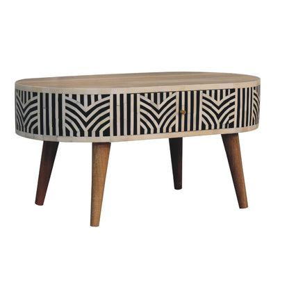 Table basse à incrustations d'os en manguier massif – Naturel – vue 4