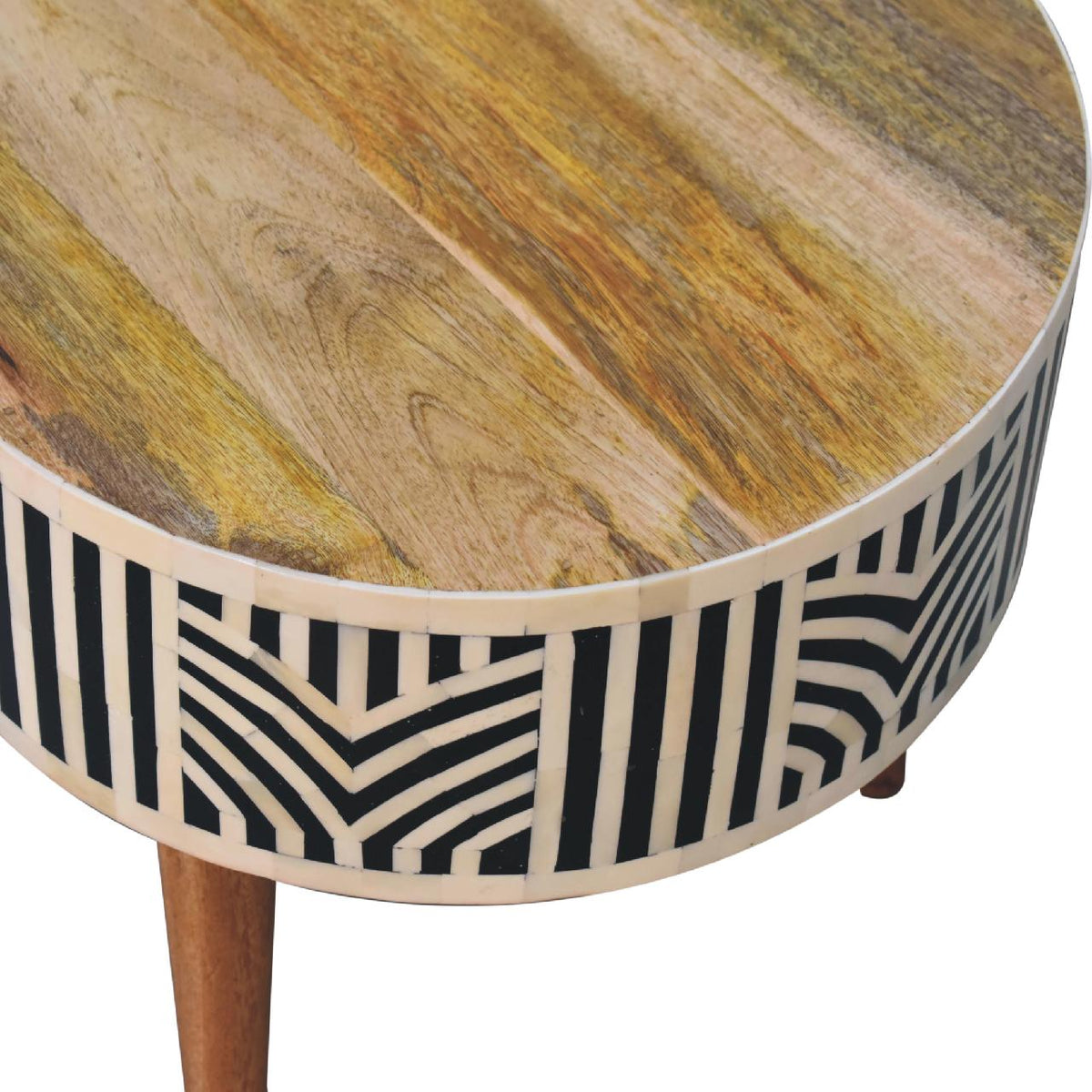 Table basse à incrustations d'os en manguier massif – Naturel – vue 6