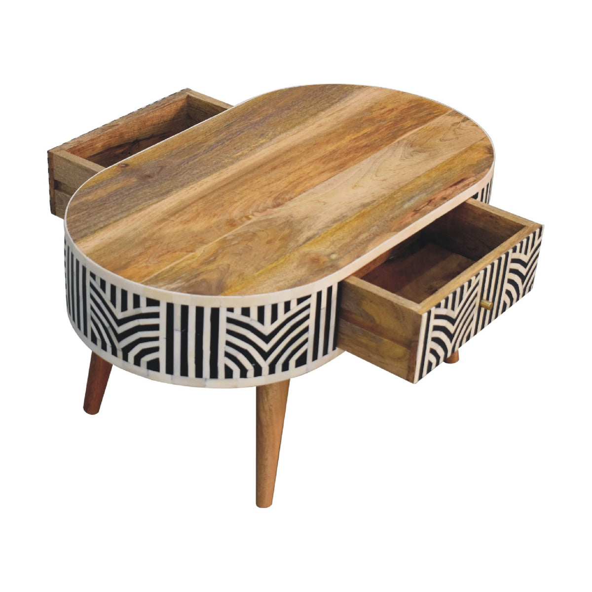 Table basse à incrustations d'os en manguier massif – Naturel – vue 9
