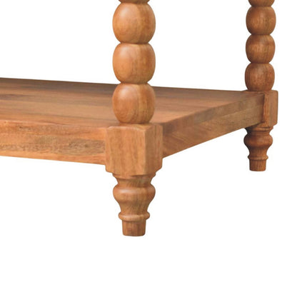 Table basse à pieds torsadés en manguier massif – Miel doré – vue 7