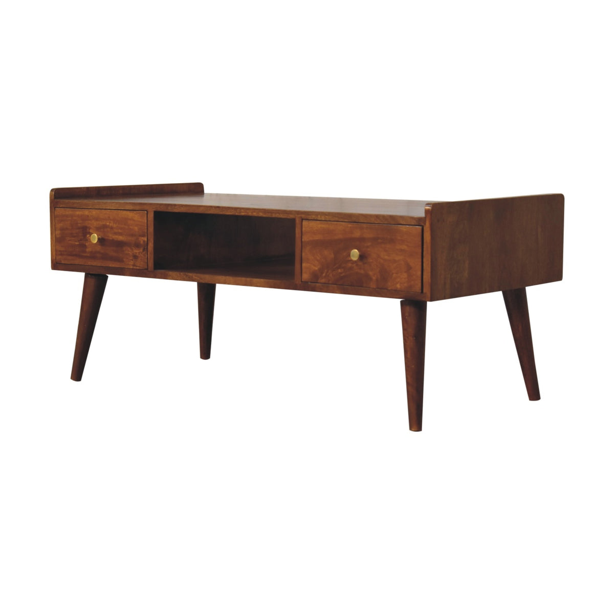 Table basse à rebords relevés en manguier massif – Châtaigne – vue 3