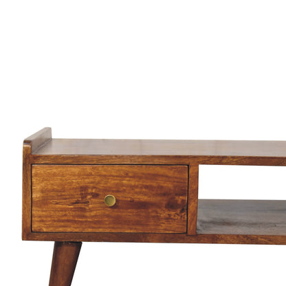Table basse à rebords relevés en manguier massif – Châtaigne – vue 5