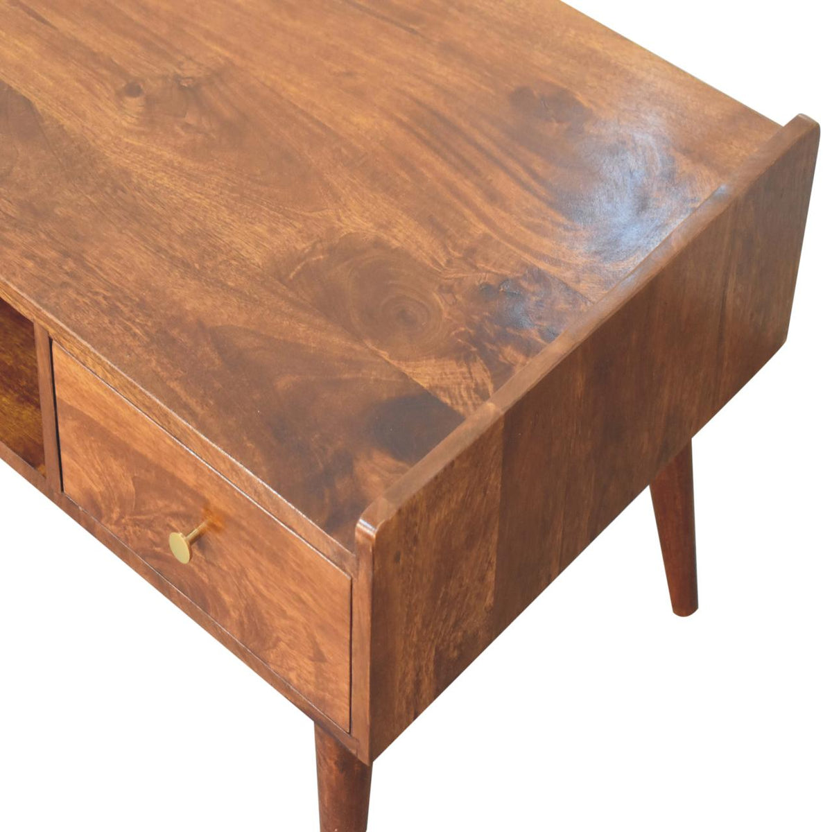 Table basse à rebords relevés en manguier massif – Châtaigne – vue 6