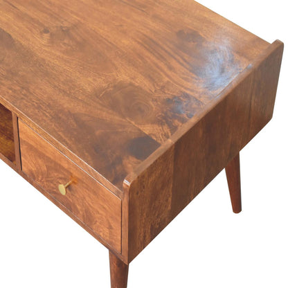 Table basse à rebords relevés en manguier massif – Châtaigne – vue 6
