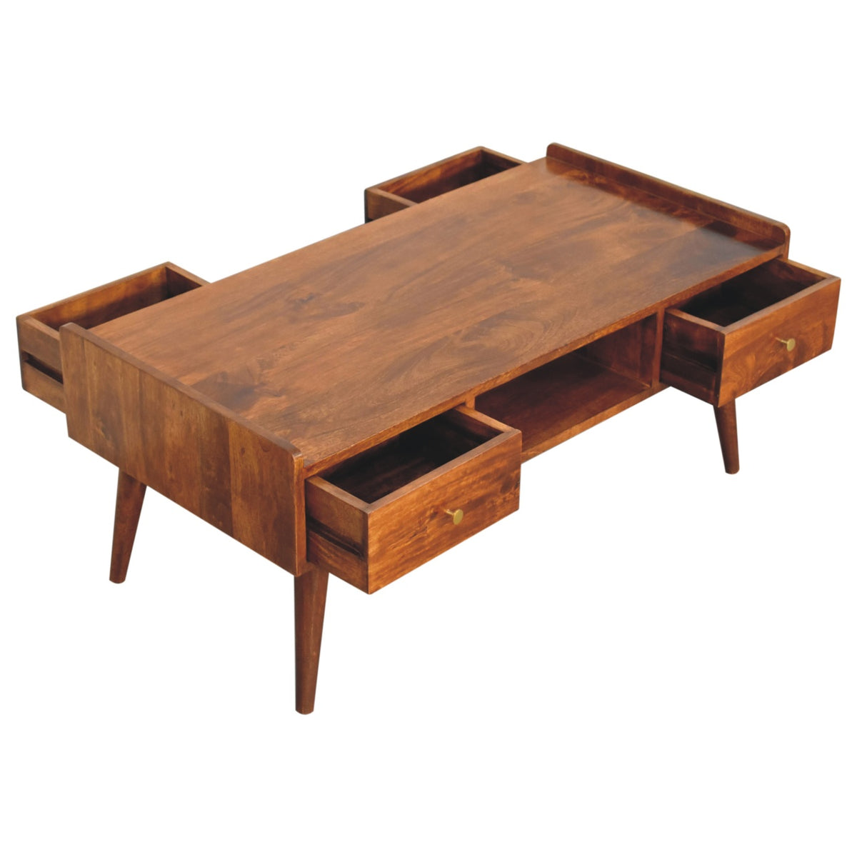 Table basse à rebords relevés en manguier massif – Châtaigne – vue 8