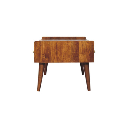 Table basse à rebords relevés en manguier massif – Châtaigne – vue 9