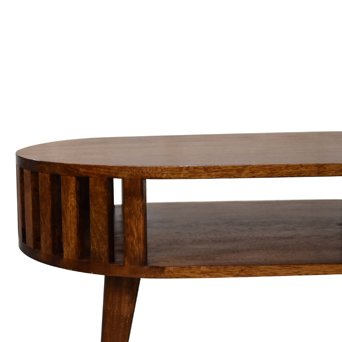 Table basse ajourée esprit japonais en manguier massif – Châtaigne – vue 4