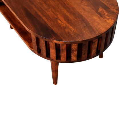 Table basse ajourée esprit japonais en manguier massif – Châtaigne – vue 5