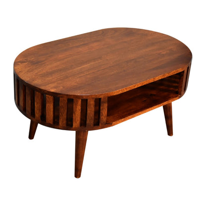 Table basse ajourée esprit japonais en manguier massif – Châtaigne – vue 6
