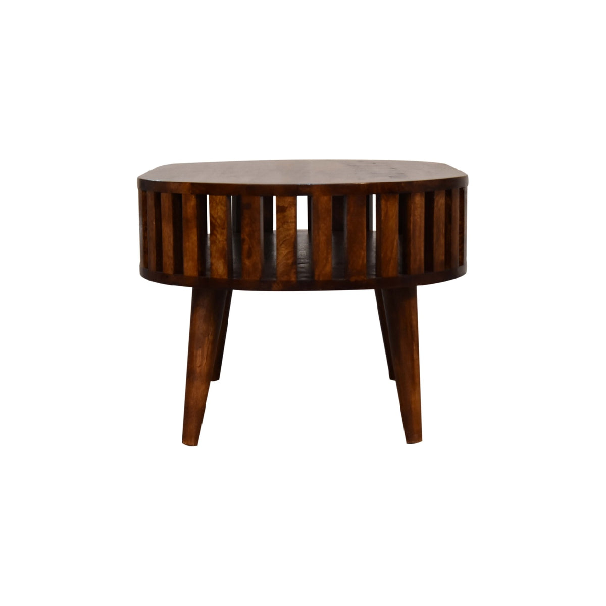 Table basse ajourée esprit japonais en manguier massif – Châtaigne – vue 8