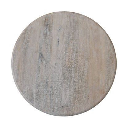 Table basse arrondie à pieds bobine en manguier massif – Naturel – vue 7
