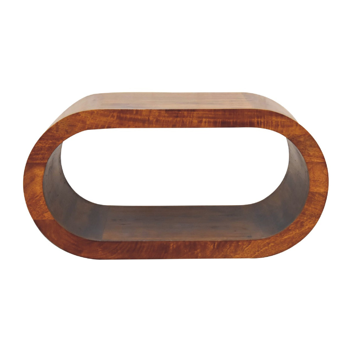 Table basse aux bords arrondis en manguier massif – Châtaigne – vue 2