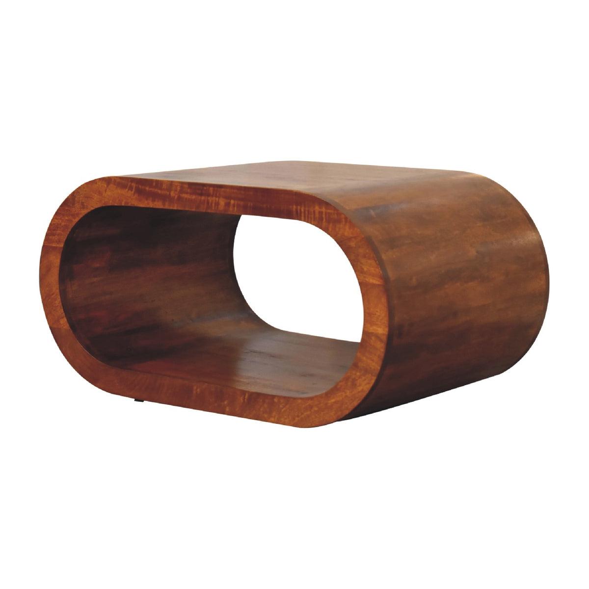 Table basse aux bords arrondis en manguier massif – Châtaigne – vue 3