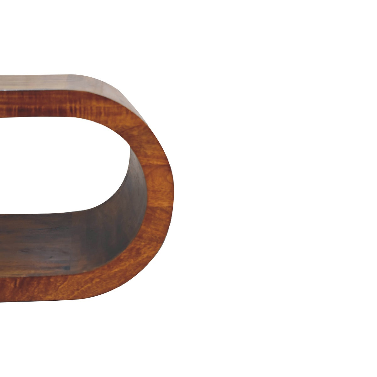 Table basse aux bords arrondis en manguier massif – Châtaigne – vue 5