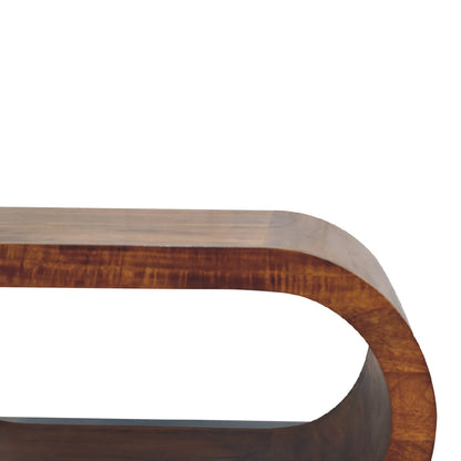 Table basse aux bords arrondis en manguier massif – Châtaigne – vue 6