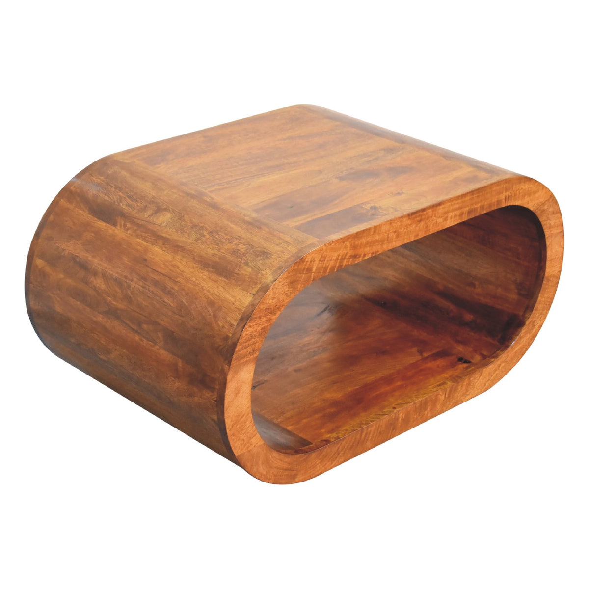 Table basse aux bords arrondis en manguier massif – Châtaigne – vue 7