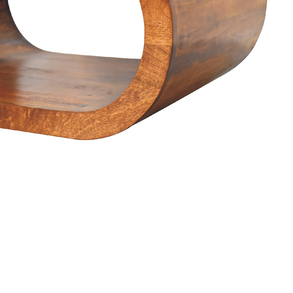 Table basse aux bords arrondis en manguier massif – Châtaigne – vue 9