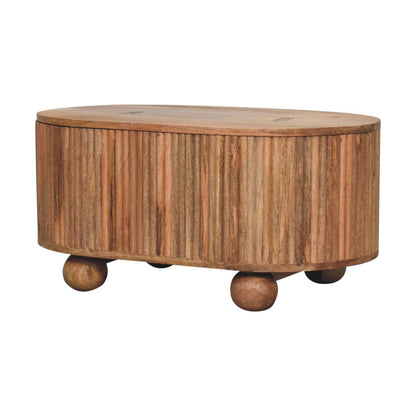 Table basse coffre à pieds boule en manguier massif – Naturel – vue 4