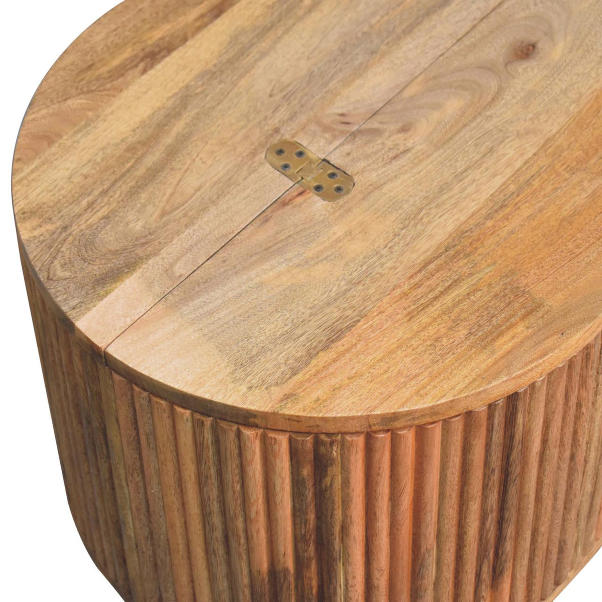 Table basse coffre à pieds boule en manguier massif – Naturel – vue 6