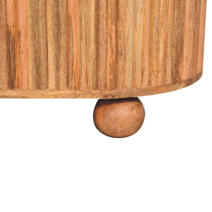 Table basse coffre à pieds boule en manguier massif – Naturel – vue 9