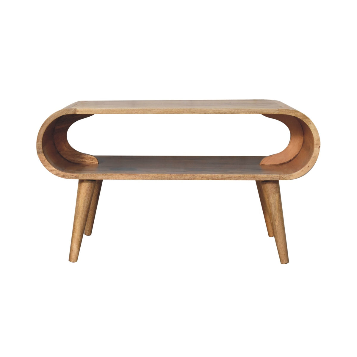 Table basse épurée aux angles arrondis en manguier massif – Naturel – vue 2