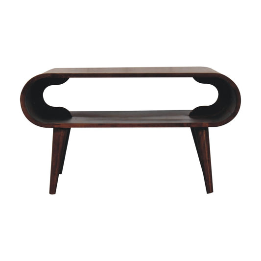 Table basse épurée aux angles arrondis en manguier massif – Noisette – vue 2