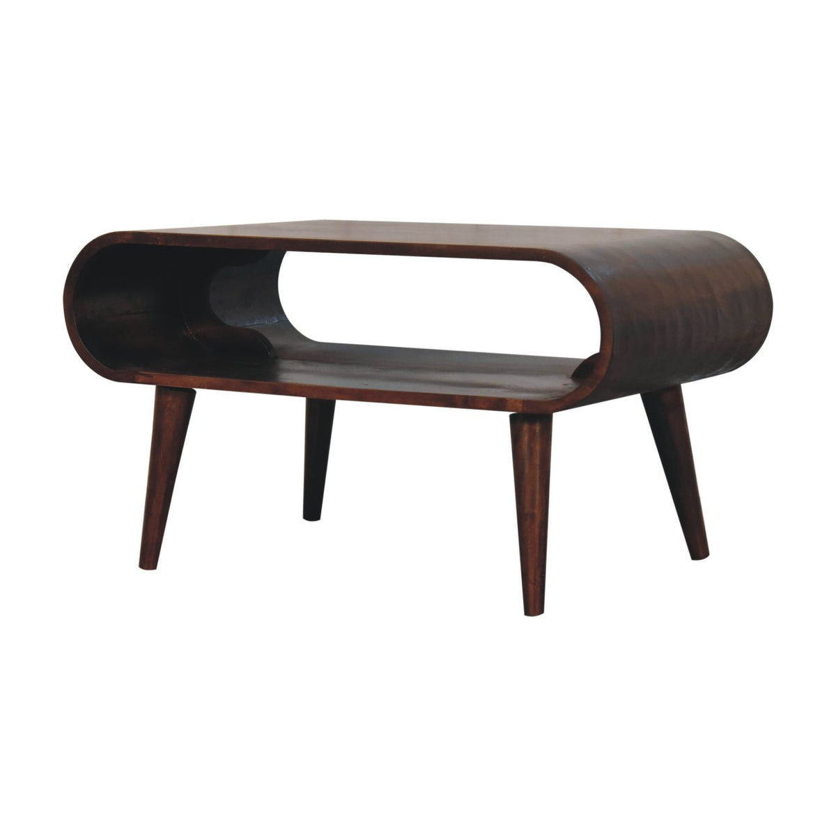Table basse épurée aux angles arrondis en manguier massif – Noisette – vue 3