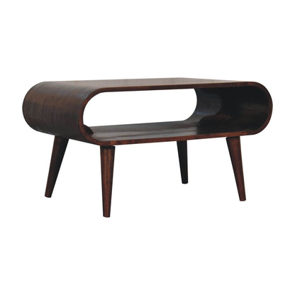 Table basse épurée aux angles arrondis en manguier massif – Noisette – vue 4
