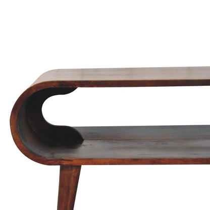 Table basse épurée aux angles arrondis en manguier massif – Noisette – vue 5