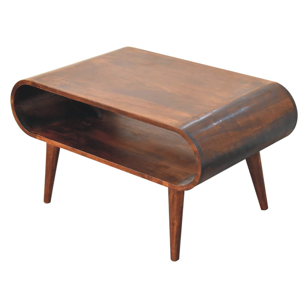 Table basse épurée aux angles arrondis en manguier massif – Noisette – vue 6
