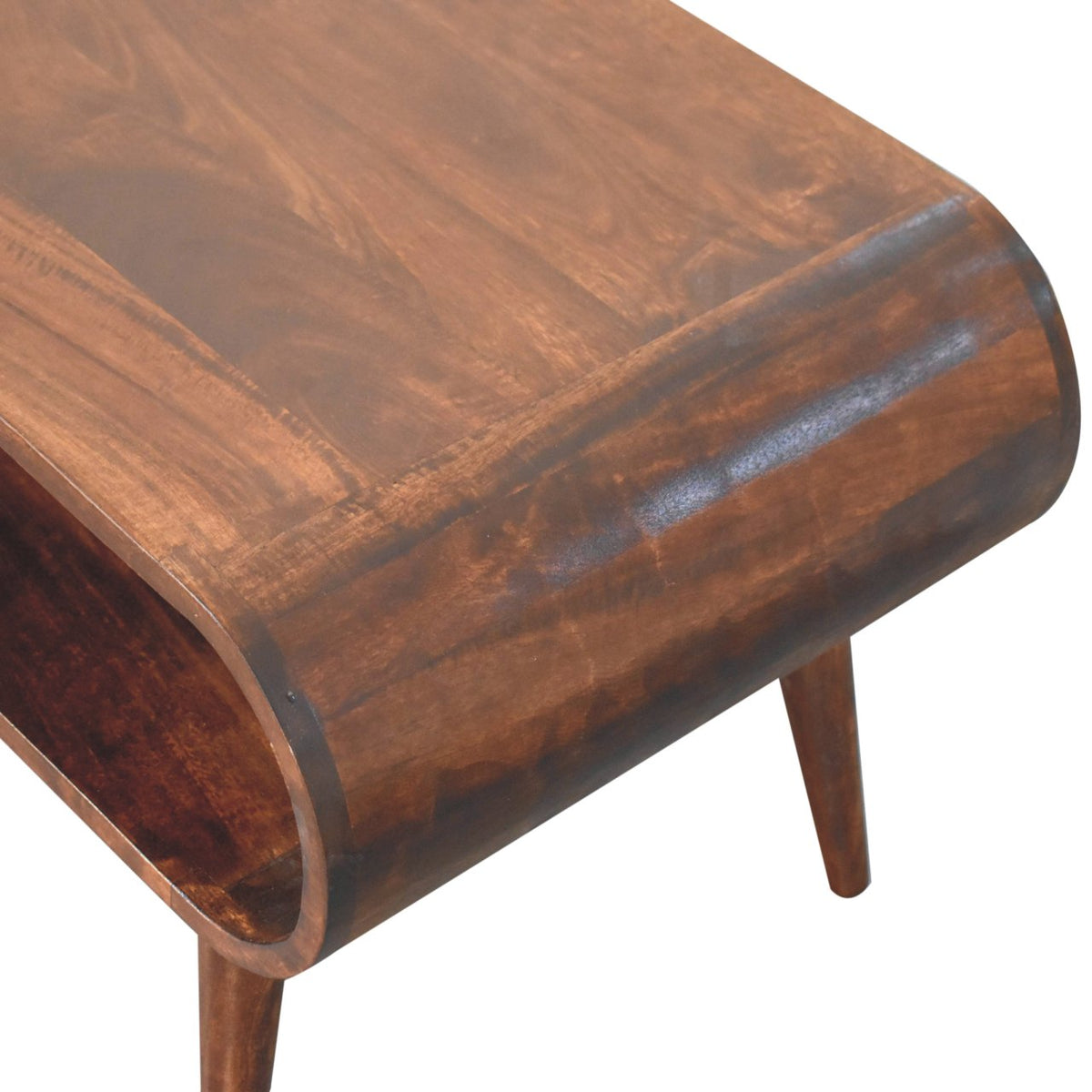 Table basse épurée aux angles arrondis en manguier massif – Noisette – vue 7