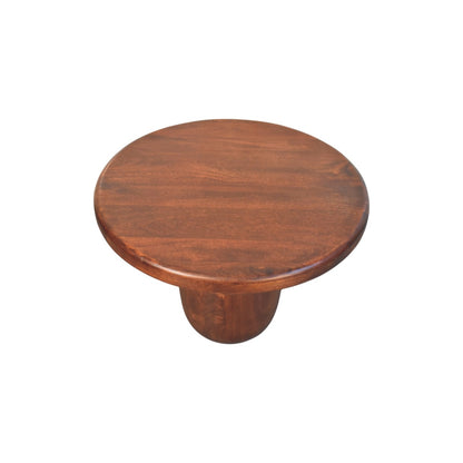Table basse galbée à pieds piliers en manguier massif – Brun rouge – vue 4