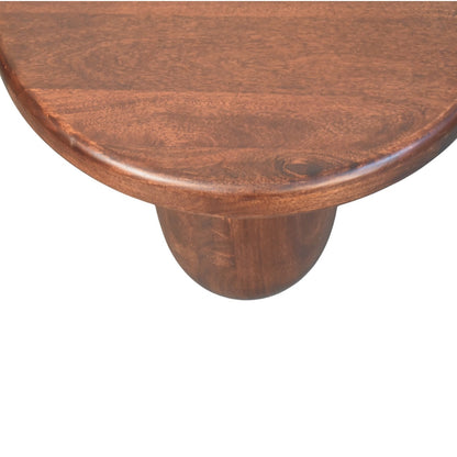 Table basse galbée à pieds piliers en manguier massif – Brun rouge – vue 5