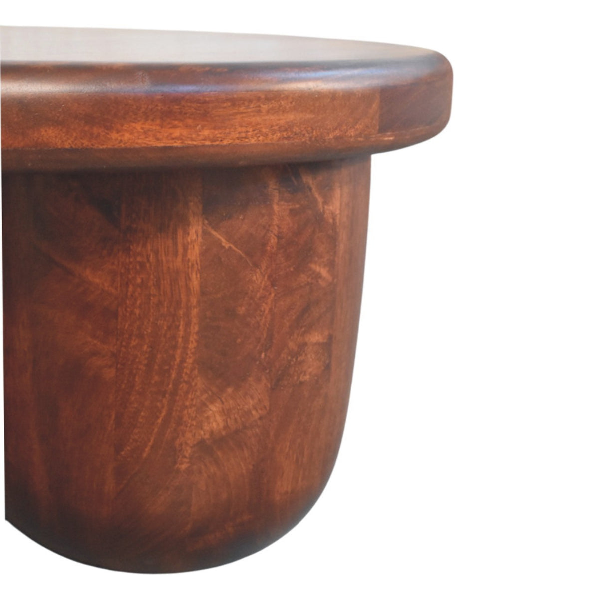 Table basse galbée à pieds piliers en manguier massif – Brun rouge – vue 8