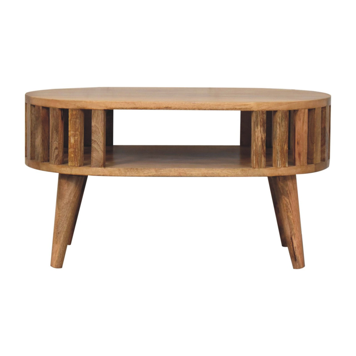 Table basse mini ajourée esprit japonais en manguier massif – Naturel – vue 2
