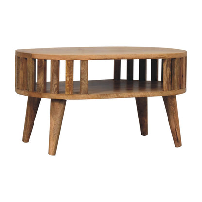 Table basse mini ajourée esprit japonais en manguier massif – Naturel – vue 3