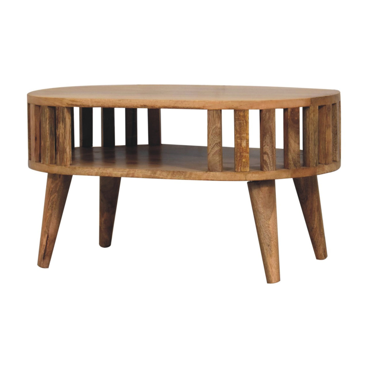 Table basse mini ajourée esprit japonais en manguier massif – Naturel – vue 4