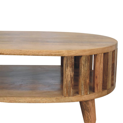 Table basse mini ajourée esprit japonais en manguier massif – Naturel – vue 5