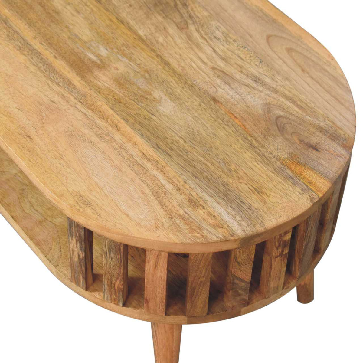 Table basse mini ajourée esprit japonais en manguier massif – Naturel – vue 6