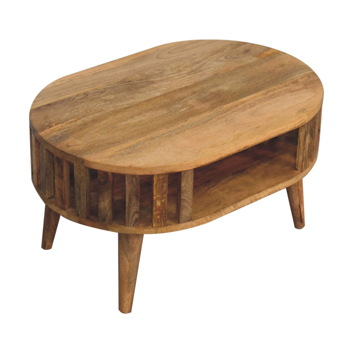 Table basse mini ajourée esprit japonais en manguier massif – Naturel – vue 7