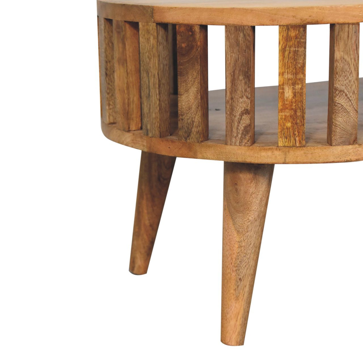 Table basse mini ajourée esprit japonais en manguier massif – Naturel – vue 8