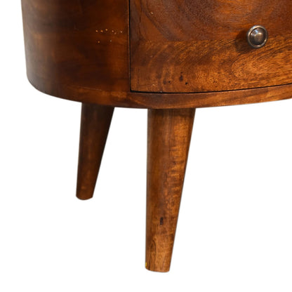 Table basse mini ondulée à tiroir en manguier massif – Châtaigne – vue 8