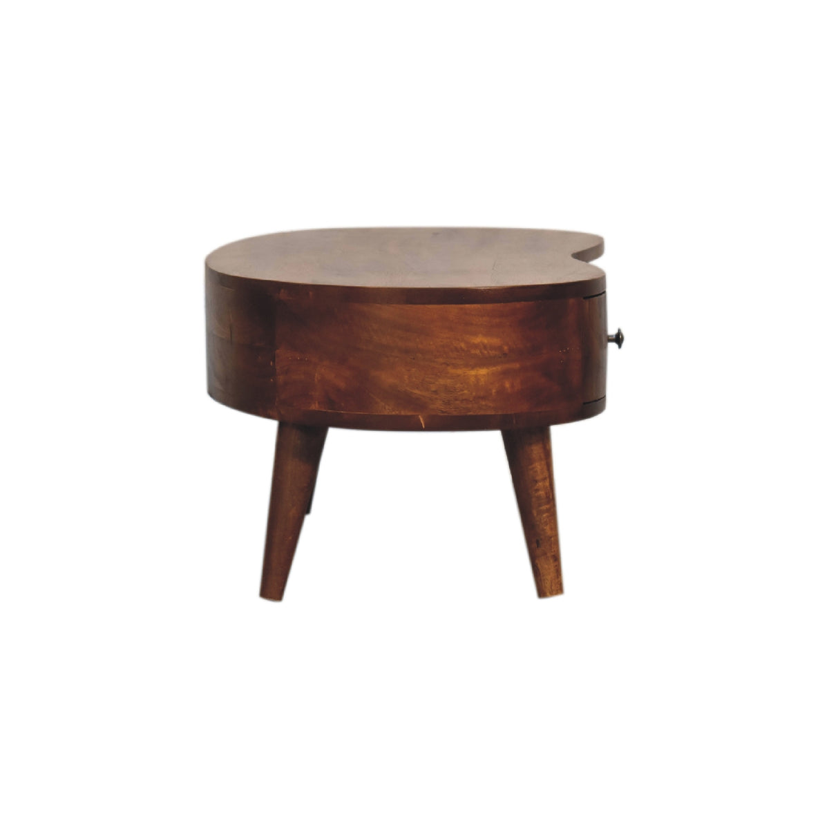 Table basse mini ondulée à tiroir en manguier massif – Châtaigne – vue 9