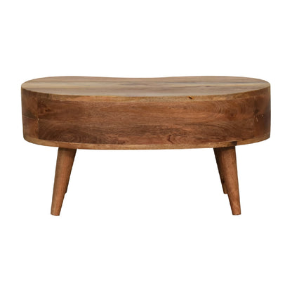 Table basse mini ondulée à tiroir en manguier massif – Naturel – vue 10