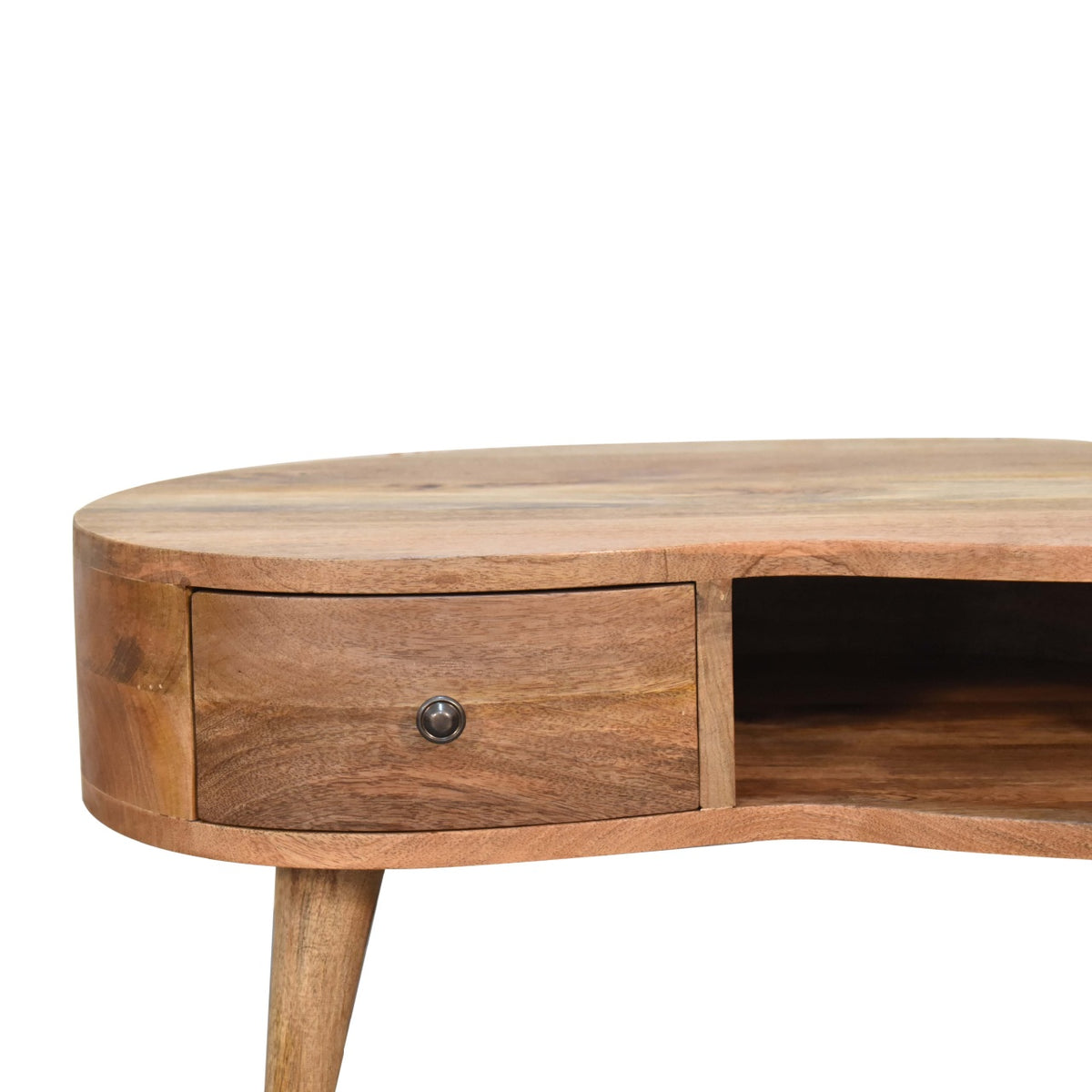 Table basse mini ondulée à tiroir en manguier massif – Naturel – vue 5