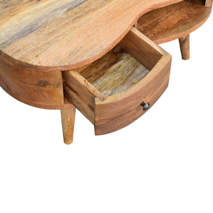 Table basse mini ondulée à tiroir en manguier massif – Naturel – vue 7
