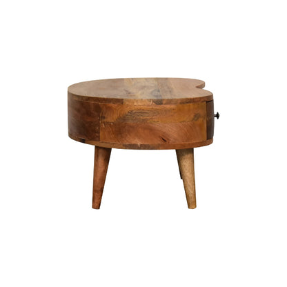 Table basse mini ondulée à tiroir en manguier massif – Naturel – vue 9