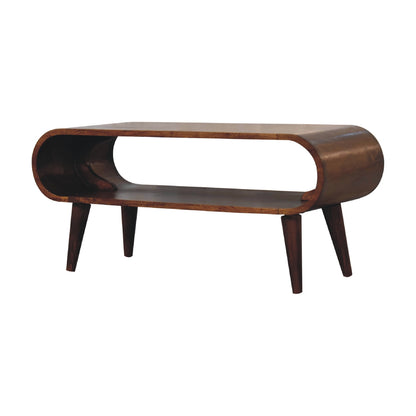 Table basse nordique aux bords arrondis en manguier massif – Châtaigne – vue 5