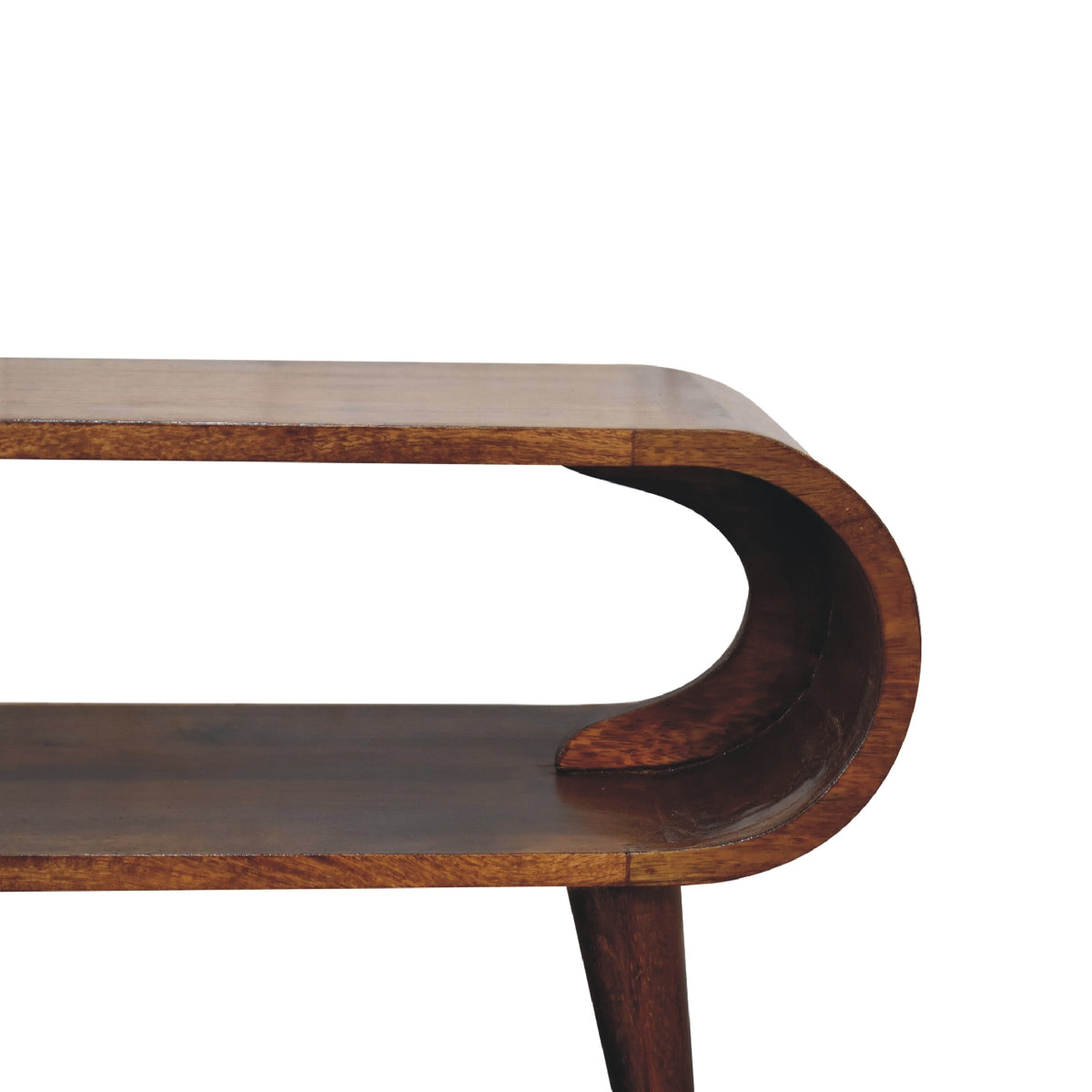 Table basse nordique aux bords arrondis en manguier massif – Châtaigne – vue 6