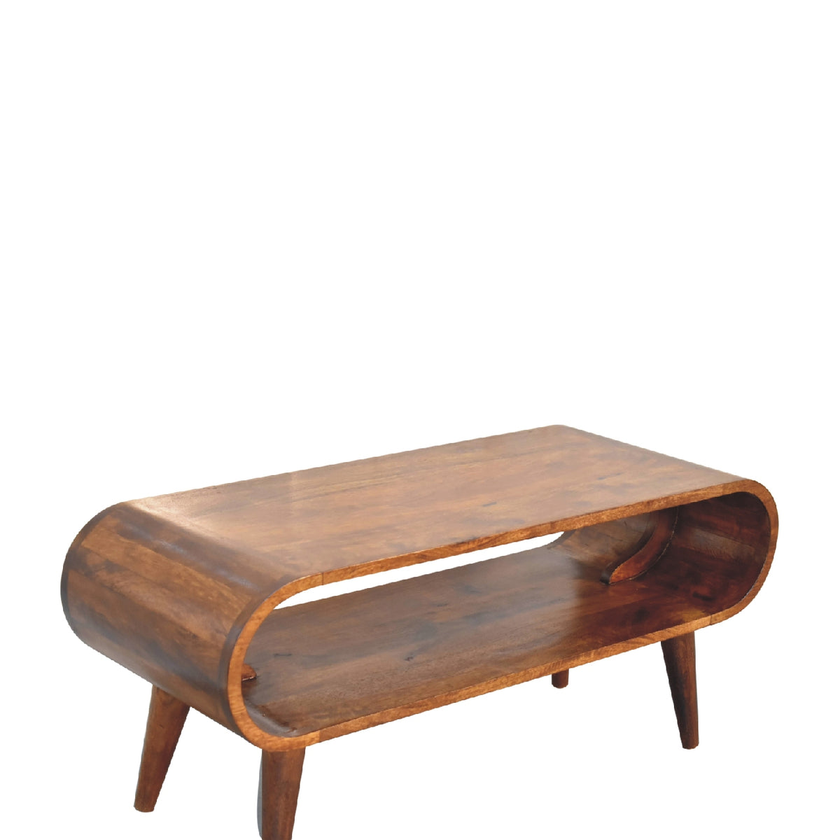 Table basse nordique aux bords arrondis en manguier massif – Châtaigne – vue 7